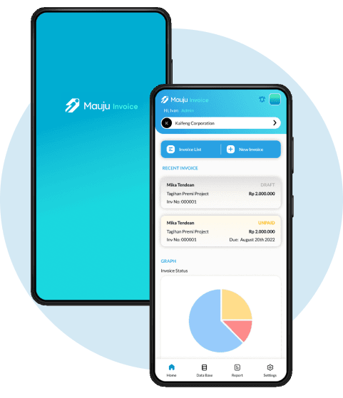 mobile invoice dashboard with circle background